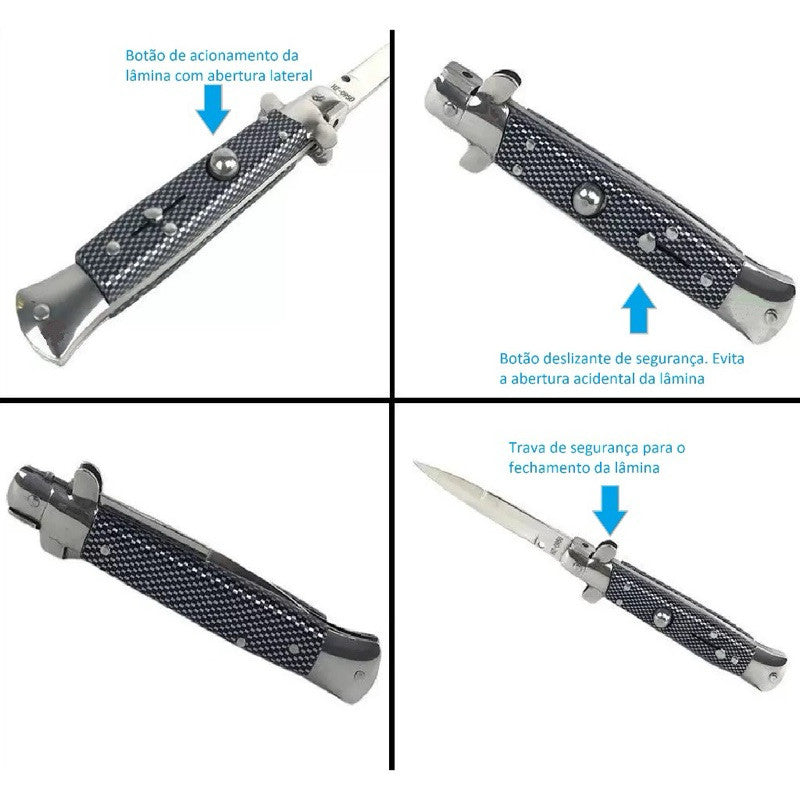 Canivete Stiletto Italiano Automático C/ Gravação a Laser