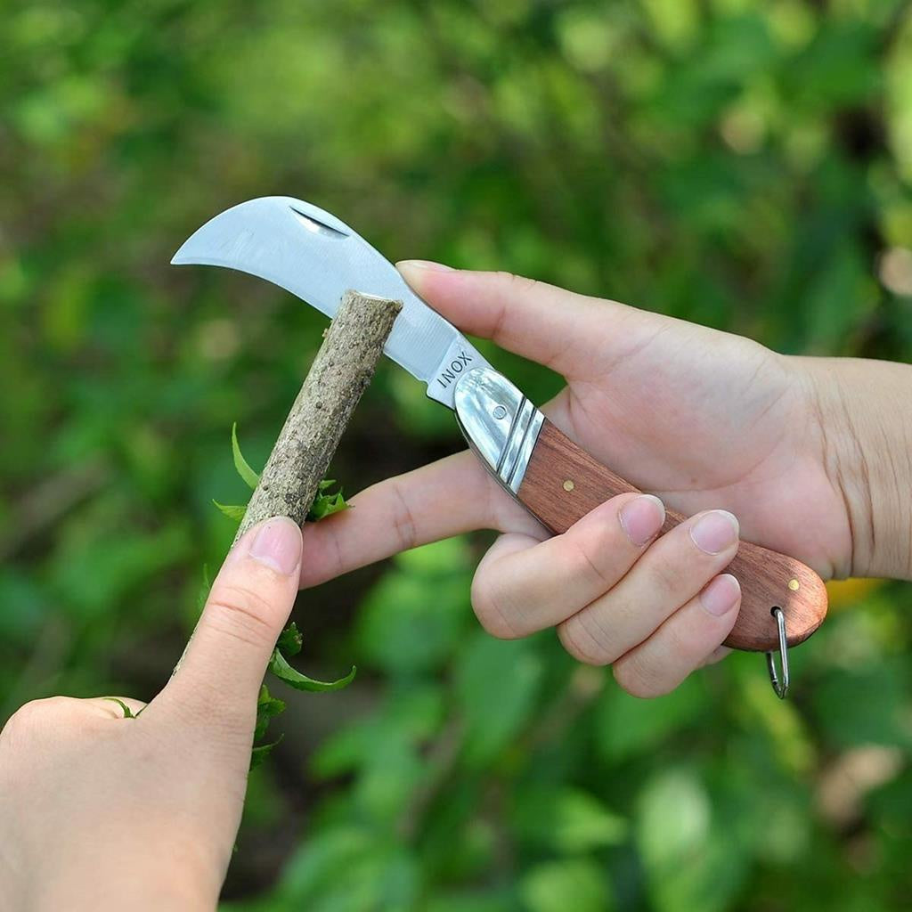Canivete Graft Profissional de Poda e Enxertia Aço Inox com Cabo em Madeira