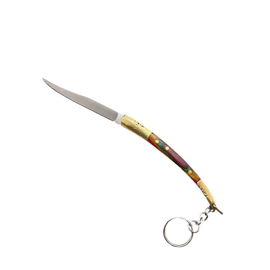 Mini Canivete Arabe Em Aco Inox Com Cabo Madeira Chaveiro