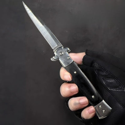 Canivete Personalizado Madeira Milano Mafia Stilleto Lamina Aço