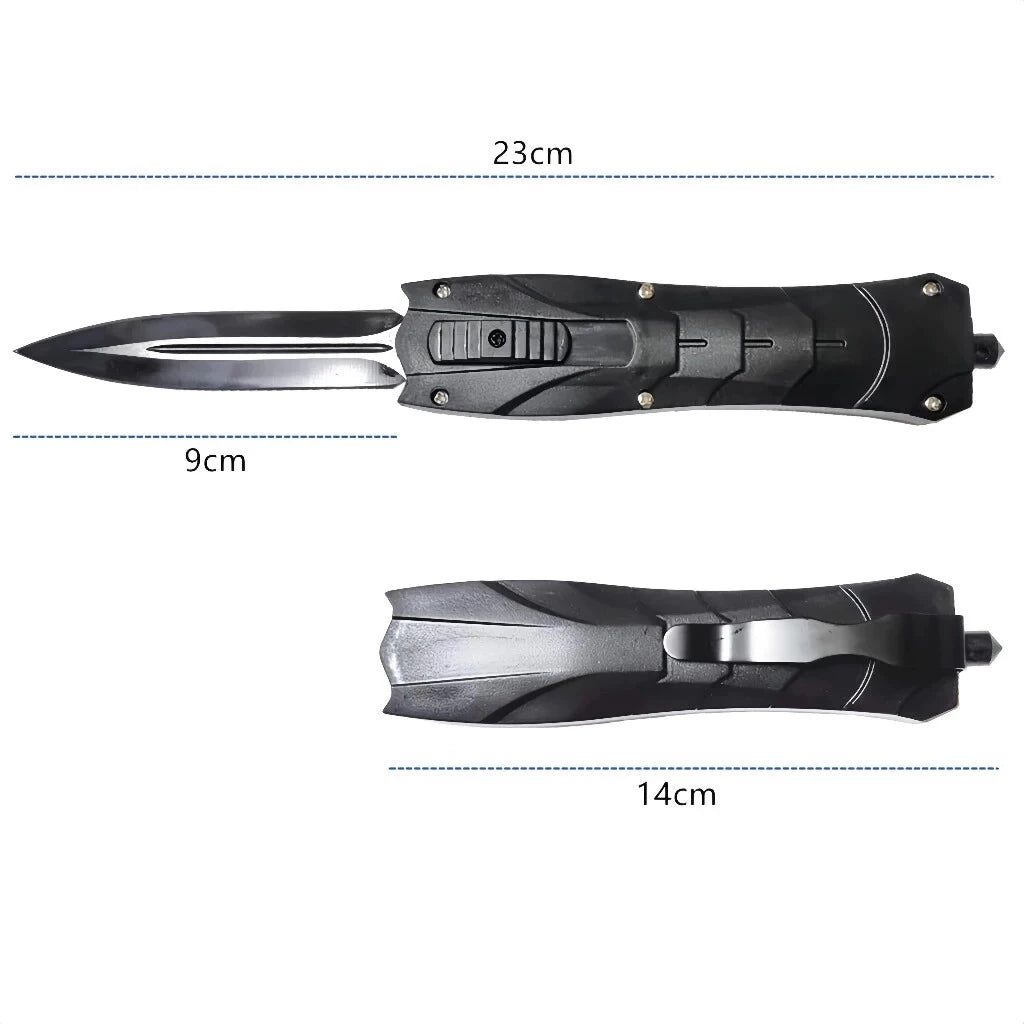 Canivete Automático Falcon Aço Inox Abertura Frontal Saque Rápido Quebra Vidro Com Clip