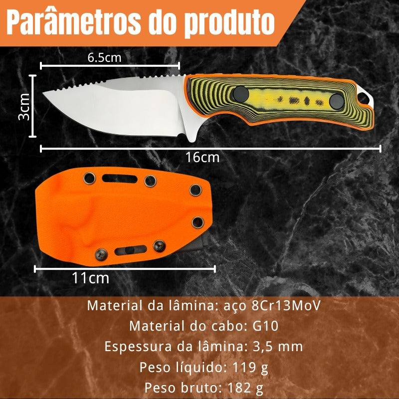 Faca Viper Profissional Compacta Aço 8Cr13MoV com Cabo G10 e Bainha Kydex