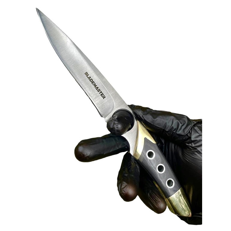 Faca Yukio Profissional Full Tang Aço Inox com Detalhes Dourados e Bainha