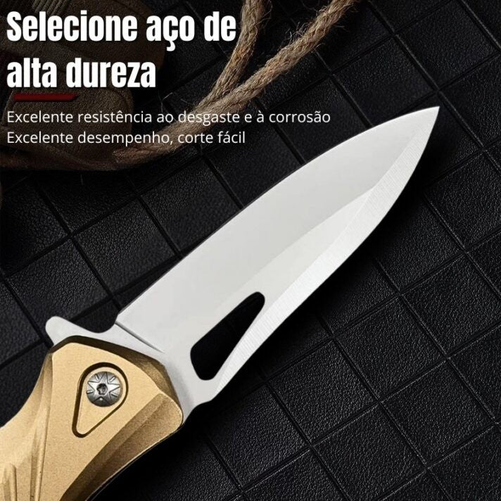 Canivete Drangueta Saque Rápido Dourado e Preto C/ Trava