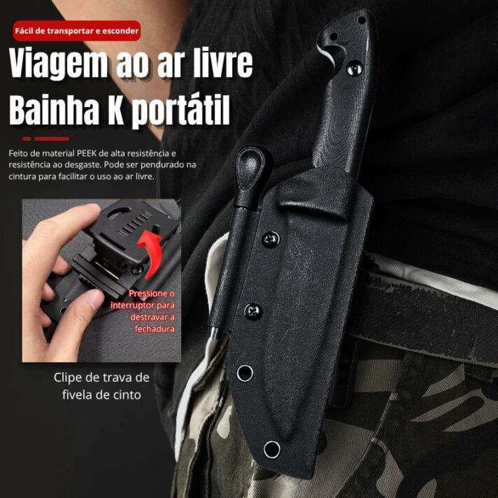Faca Sentinela Noturna Aço Carbono Kydex C/ Pederneira
