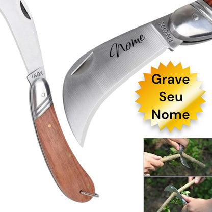 Canivete Graft Profissional de Poda e Enxertia Aço Inox com Cabo em Madeira