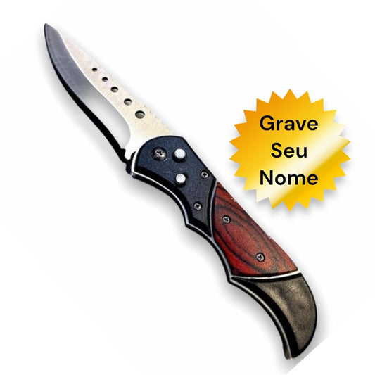 Canivete Personalizado Automático Aço Inox Com Clipe Pronta Entrega