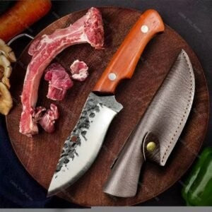 Faca Pequi Compacta Profissional Aço Inox com Bainha de Luxo