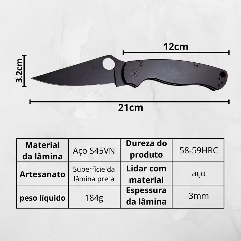 Canivete de Alta Performance Spider - Aço Premium S45VN com Trava e Clip