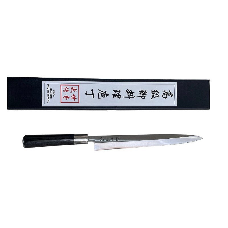 Faca Yanagi Profissional para Sashimi Aço Inox 27cm com Cabo em Madeira