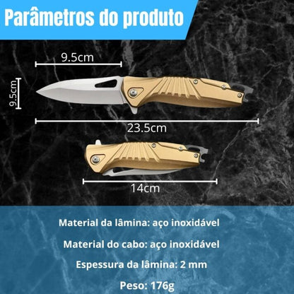 Canivete Drangueta Saque Rápido Dourado e Preto C/ Trava