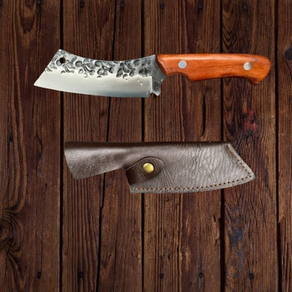 Faca Cutelo Robust Forjado Aço 5Cr15 com Bainha de Couro