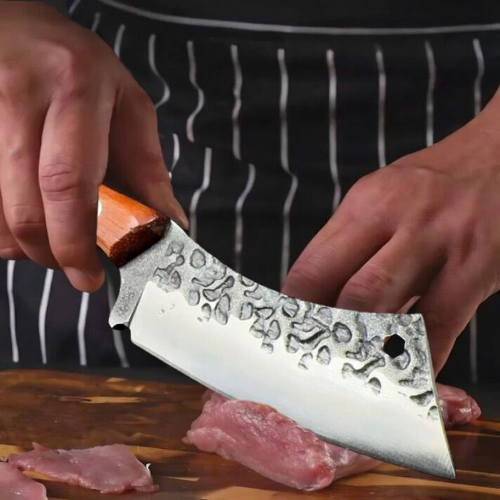 Faca Cutelo Robust Forjado Aço 5Cr15 com Bainha de Couro